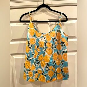 Yellow floral pattern with gold accents tank.